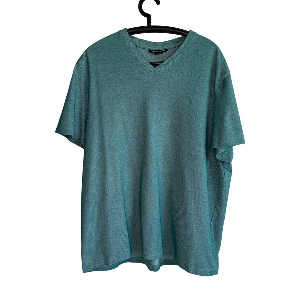 Michael Kors Mens Short Sleeve V-Neck Shirt XXL Preppy Casual Minimalist Casual